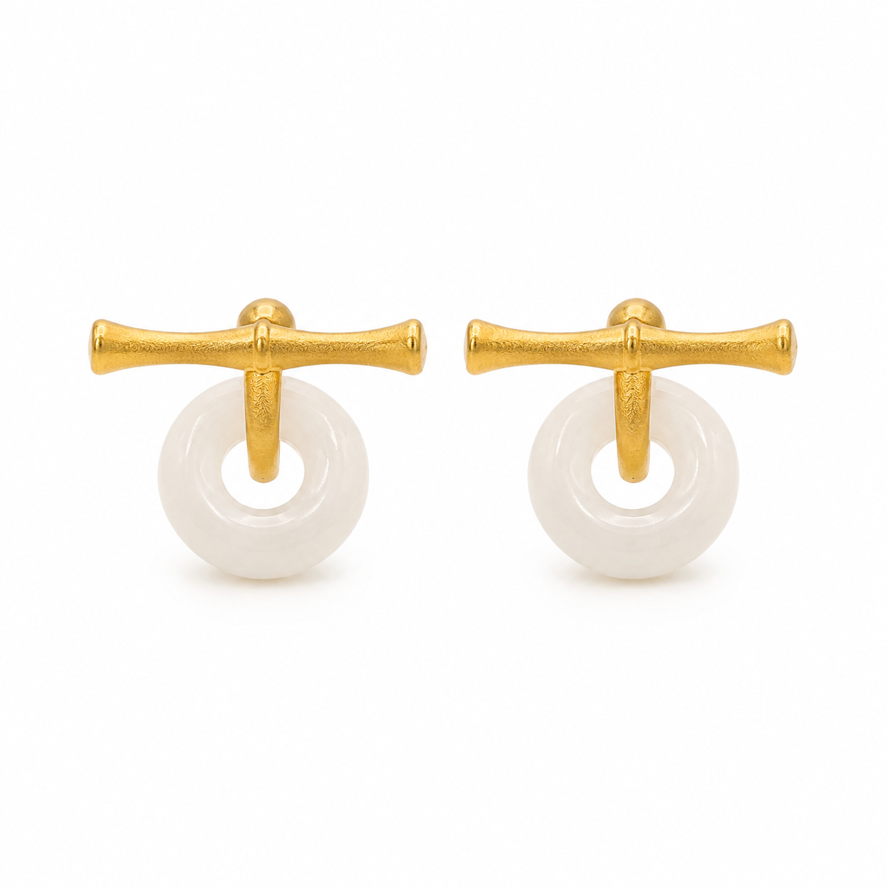 Bamboo Jade Donut Earrings