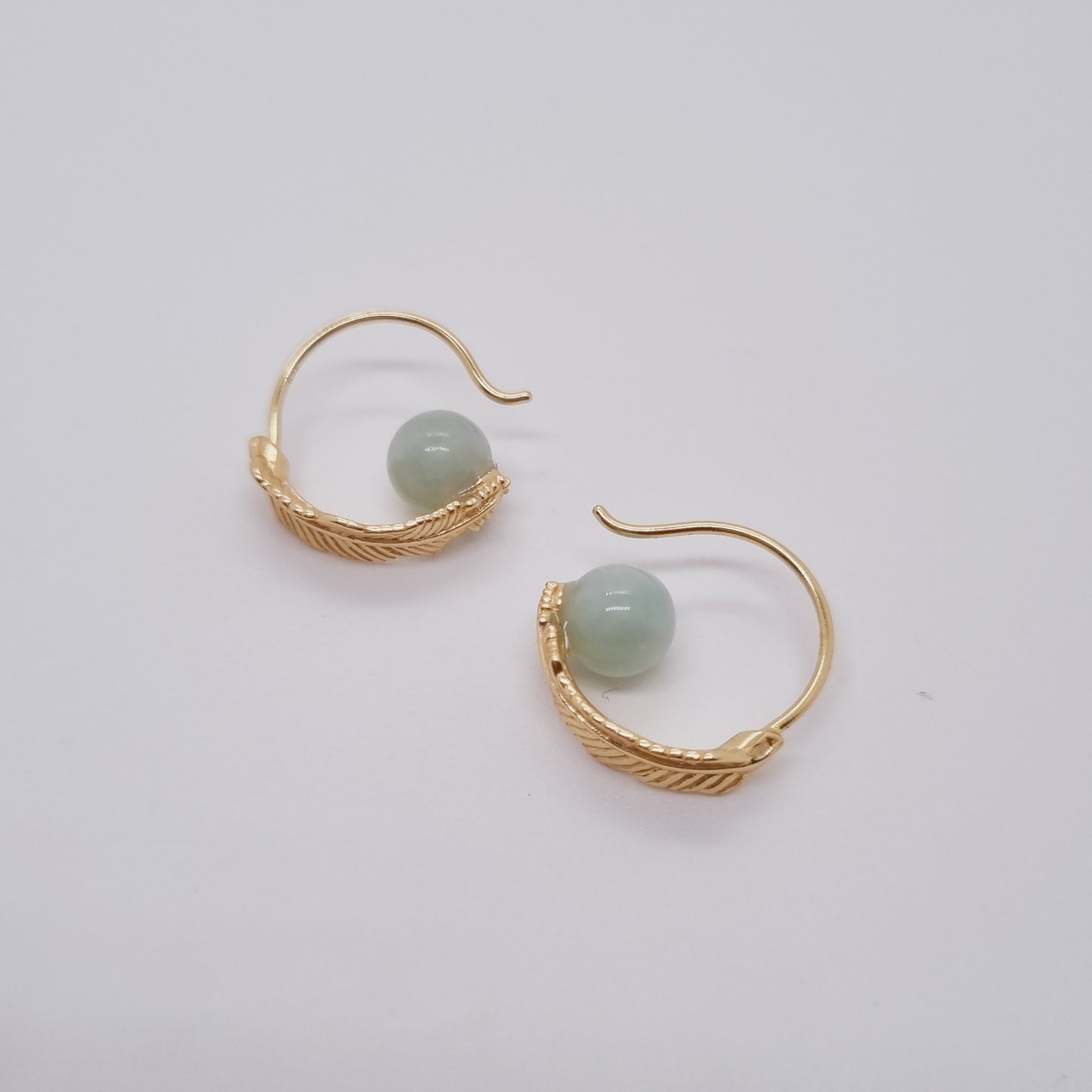 Golden Leaf Earring (Mint Green)