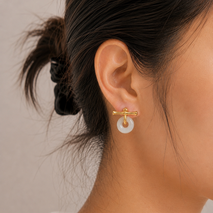 Bamboo Jade Donut Earrings
