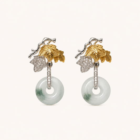 Maple Leaf Jade Earrings