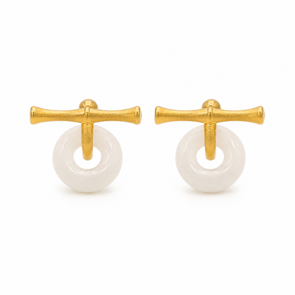 Bamboo Jade Donut Earrings