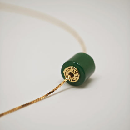 Jade Square Barrel Necklace