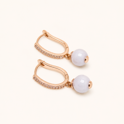 Pavé Huggie Hoops with Lavender Jade