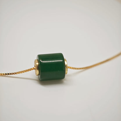 Jade Square Barrel Necklace