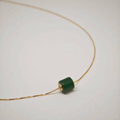 Jade Square Barrel Necklace