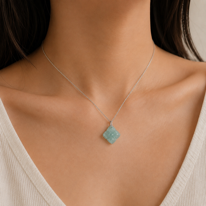 Carved Blossom Jade Necklace