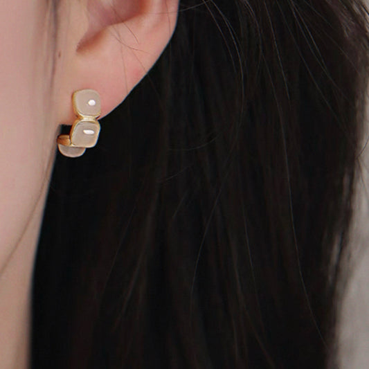 Jade Cube Earring
