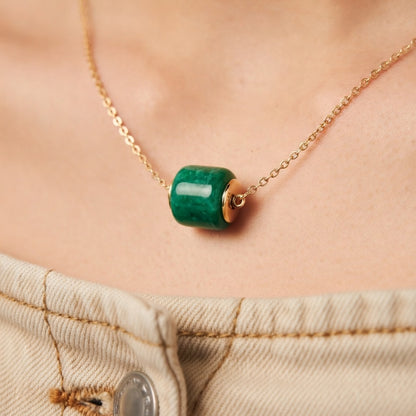 Jade Square Barrel Necklace
