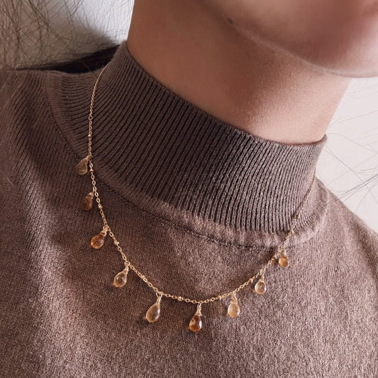 Citrine Droplet Necklace