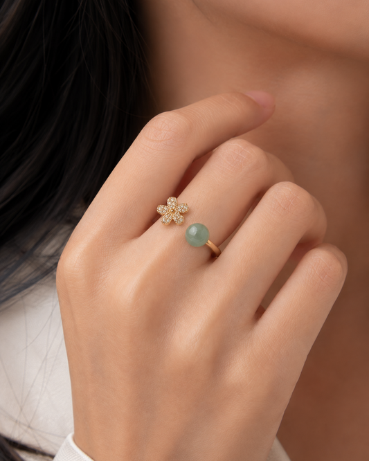 Flower Jade Ring