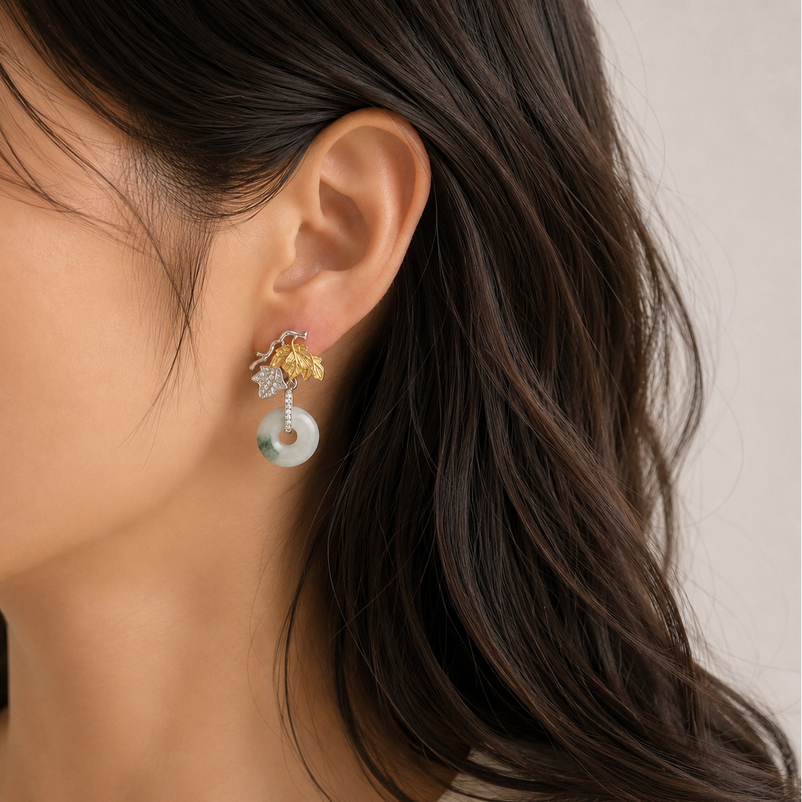 Maple Leaf Jade Earrings