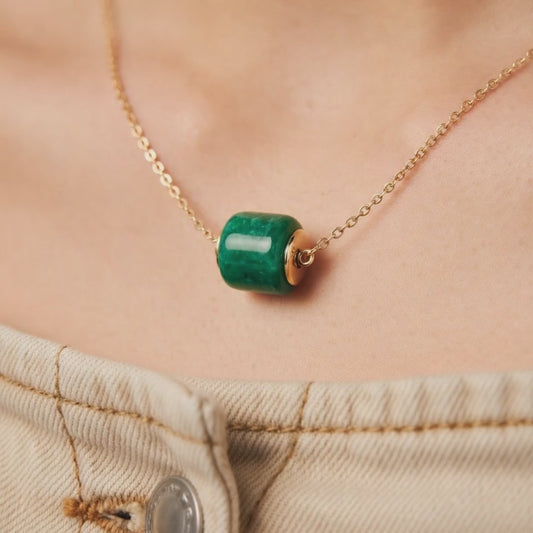 Jade Square Barrel Necklace
