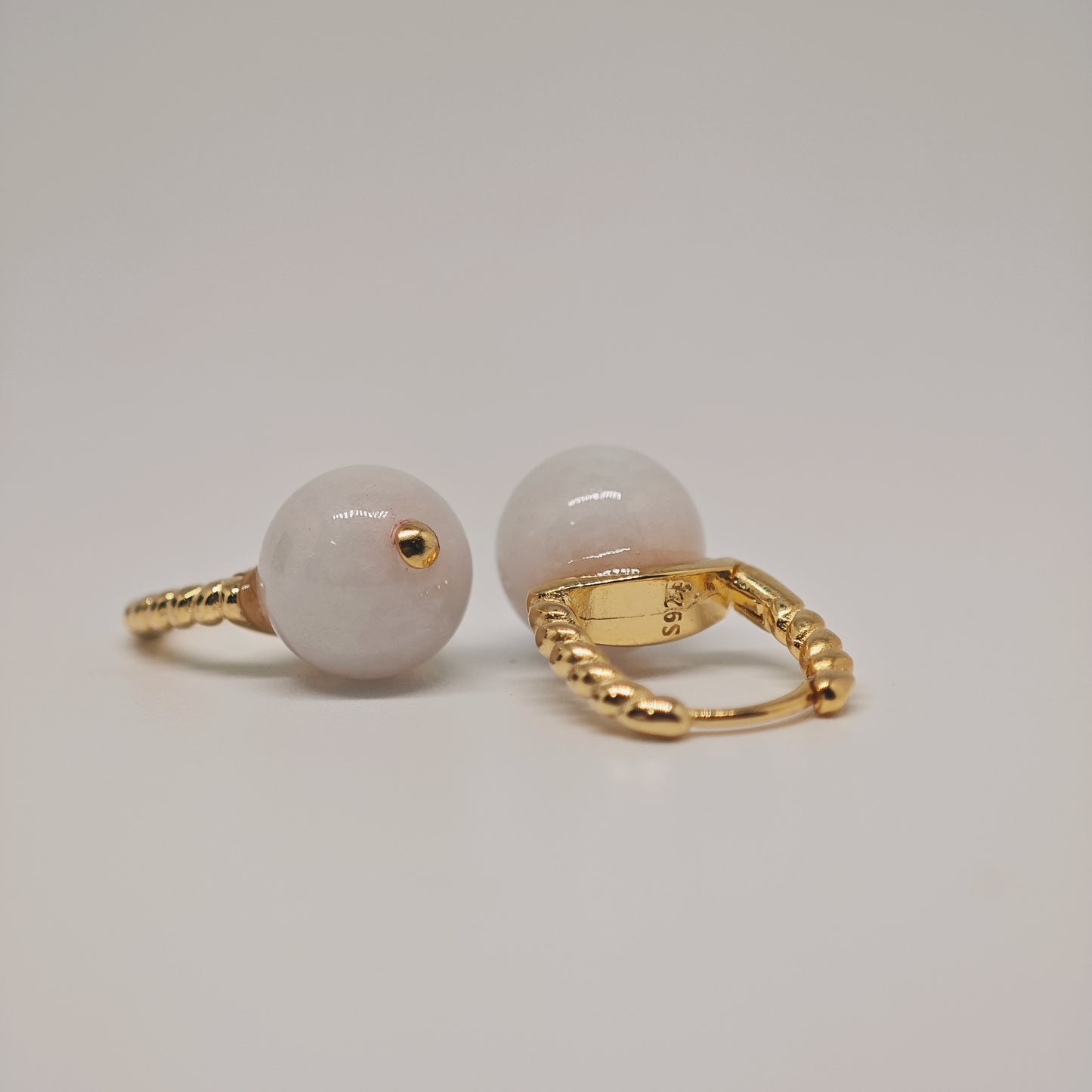 Beaded Jade Huggies