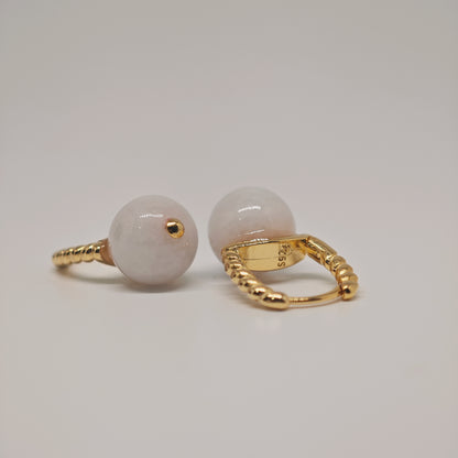 Beaded Jade Huggies
