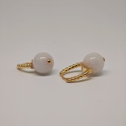 Beaded Jade Huggies