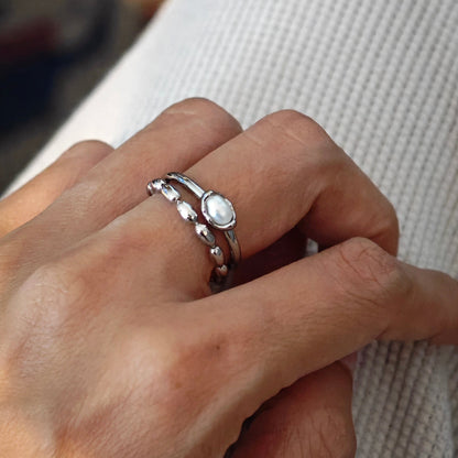 Ava Pearl Ring Set (Adjustable)