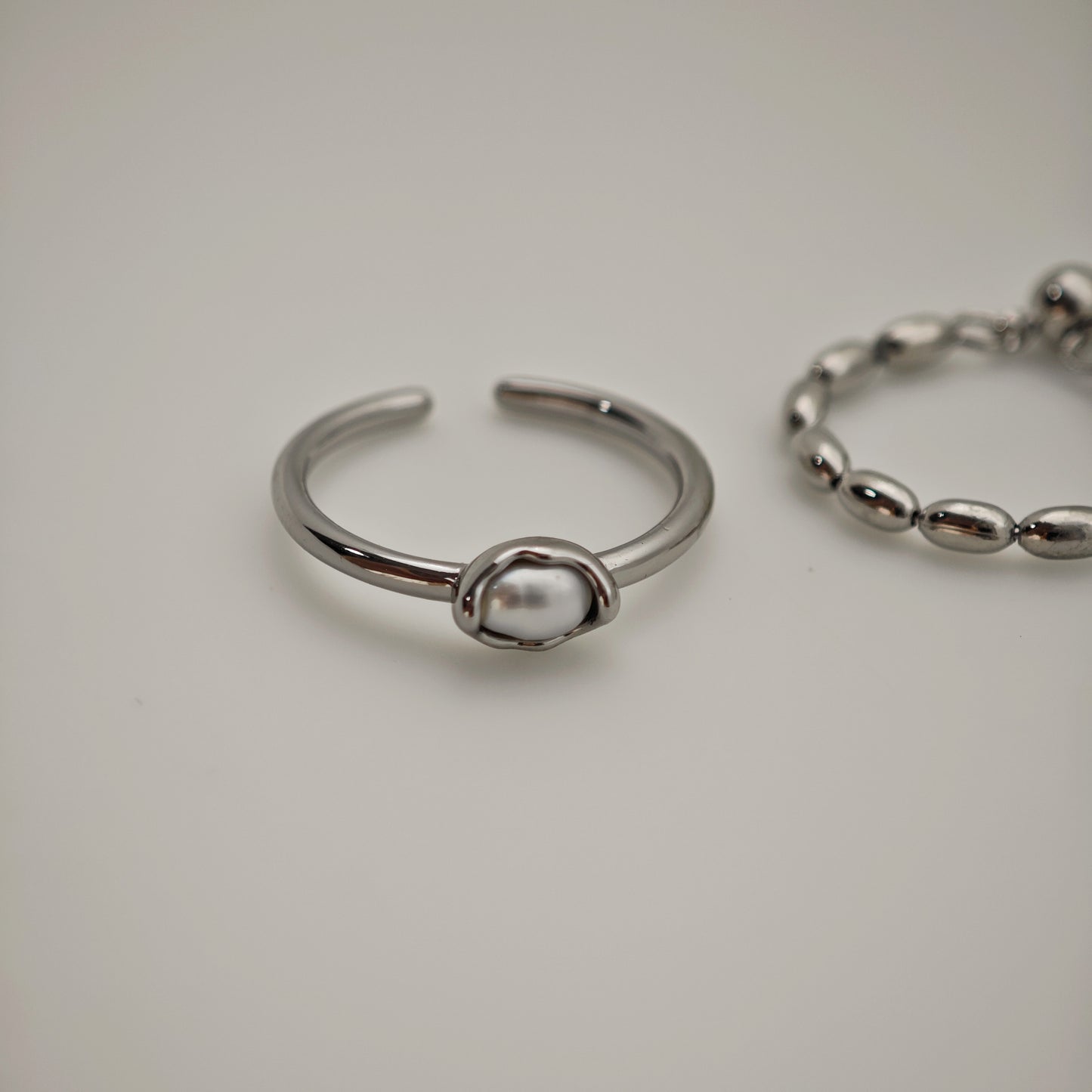 Ava Pearl Ring Set (Adjustable)