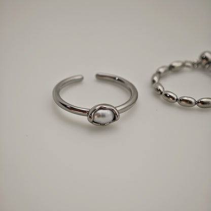 Ava Pearl Ring Set (Adjustable)