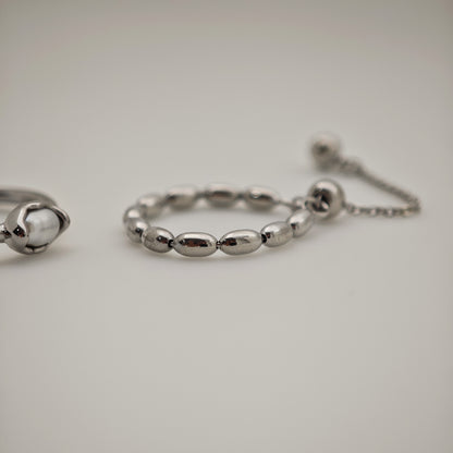 Ava Pearl Ring Set (Adjustable)