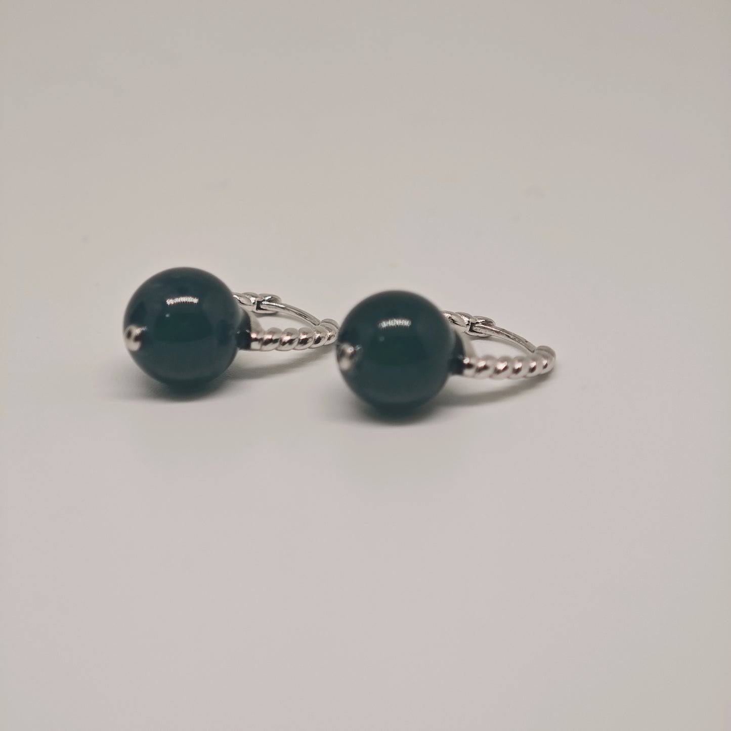 Beaded Jade Huggies