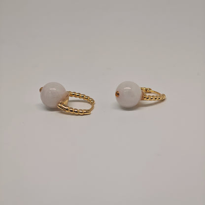 Beaded Jade Huggies