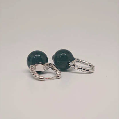 Beaded Jade Huggies